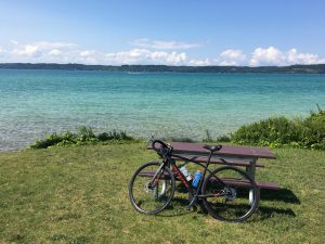 bike near a lake