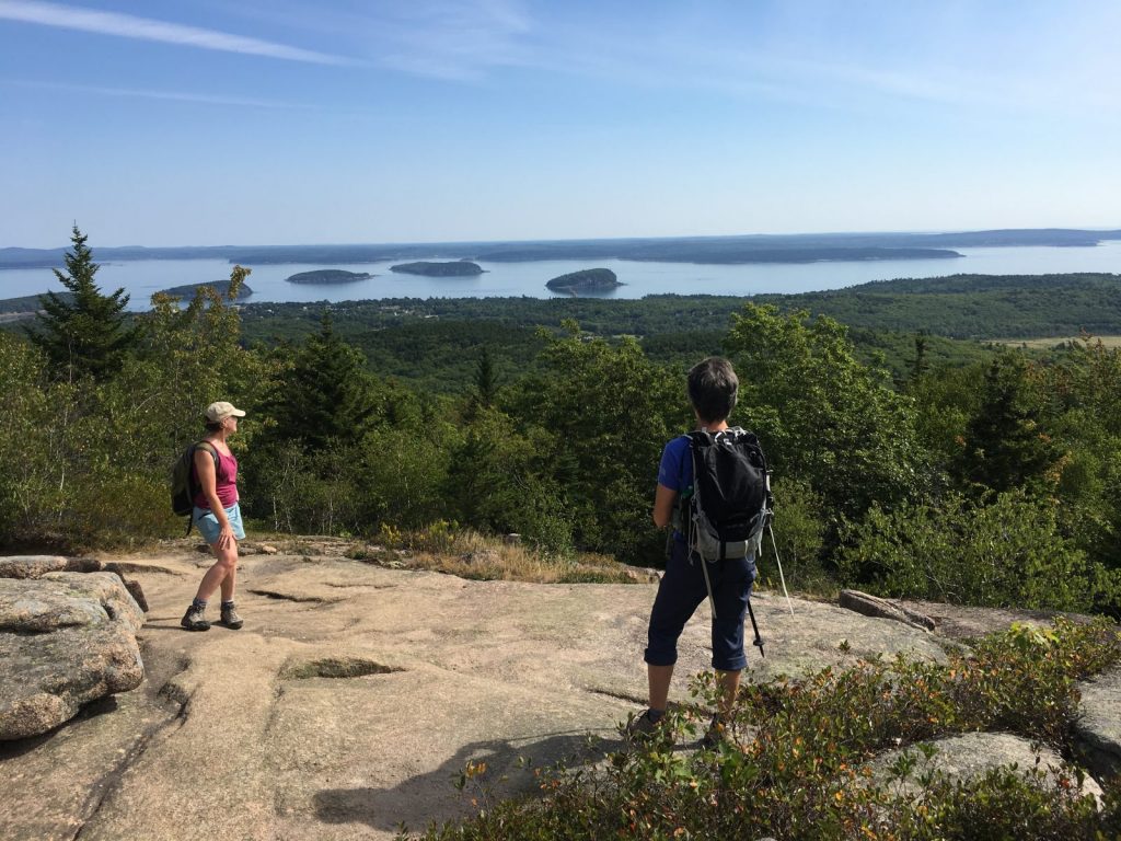 Looking across the Atlantic Ocean from Cadillac mountain in Acadia National Park