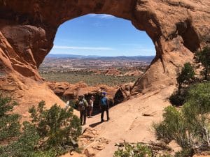 View of Arches National Park through Partition Arch
