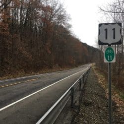Route 11 sign on Blue Ridge Parkway
