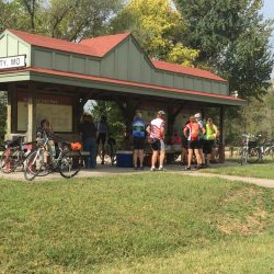 group of cyclers on the katy trail