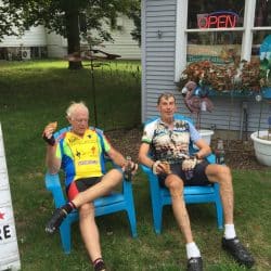 bikers sitting in chairs