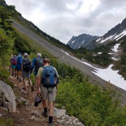 Hikers on the Cascade Pass in North Cascades National Park