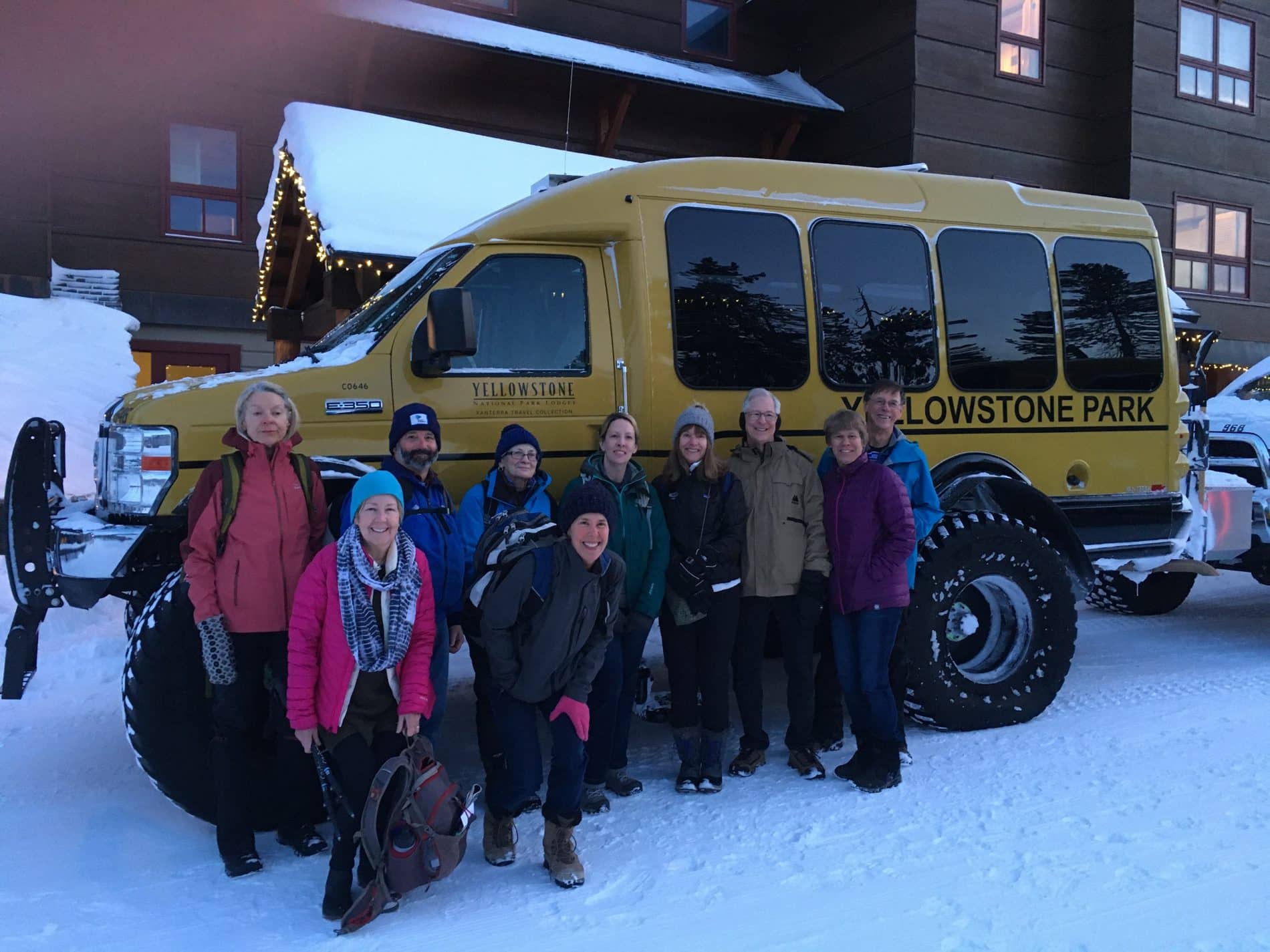 Yellowstone Snow Coach, winter at Old Faithful Lodge