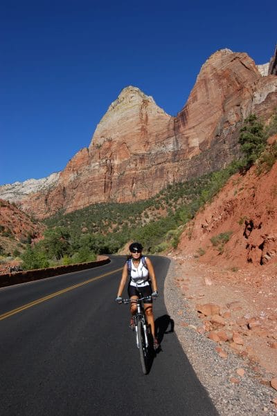 woman cycling in bryce national park