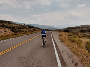 solo biker on the road
