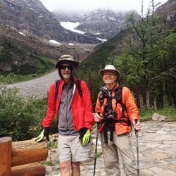 two hikers in glacier national park