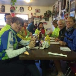 bikers having lunch in a restaurant in new mexico