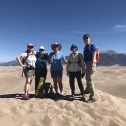 Group of hikers in the sand dunes
